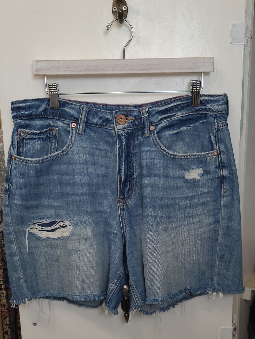 Edgely Women's Blue Distressed Denim Jean Shorts